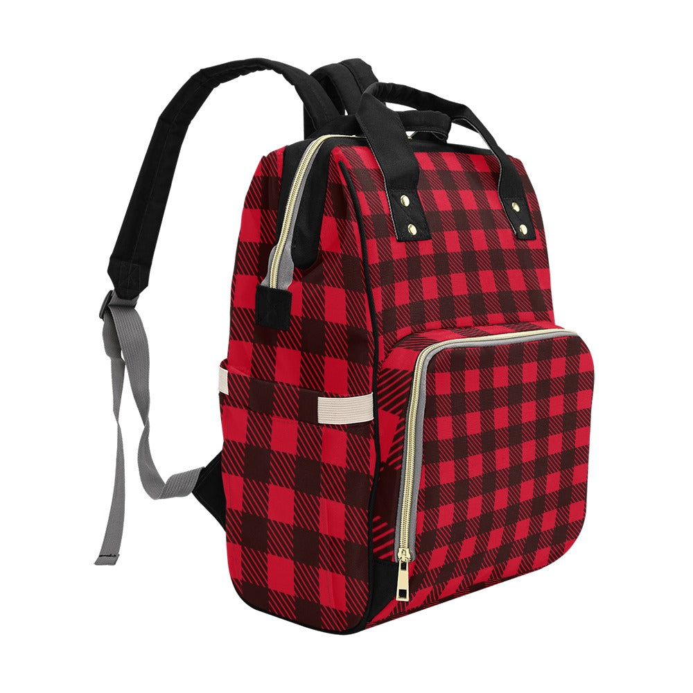 Red/Black Checkerboard Lumberjack Multi-Function Backpack