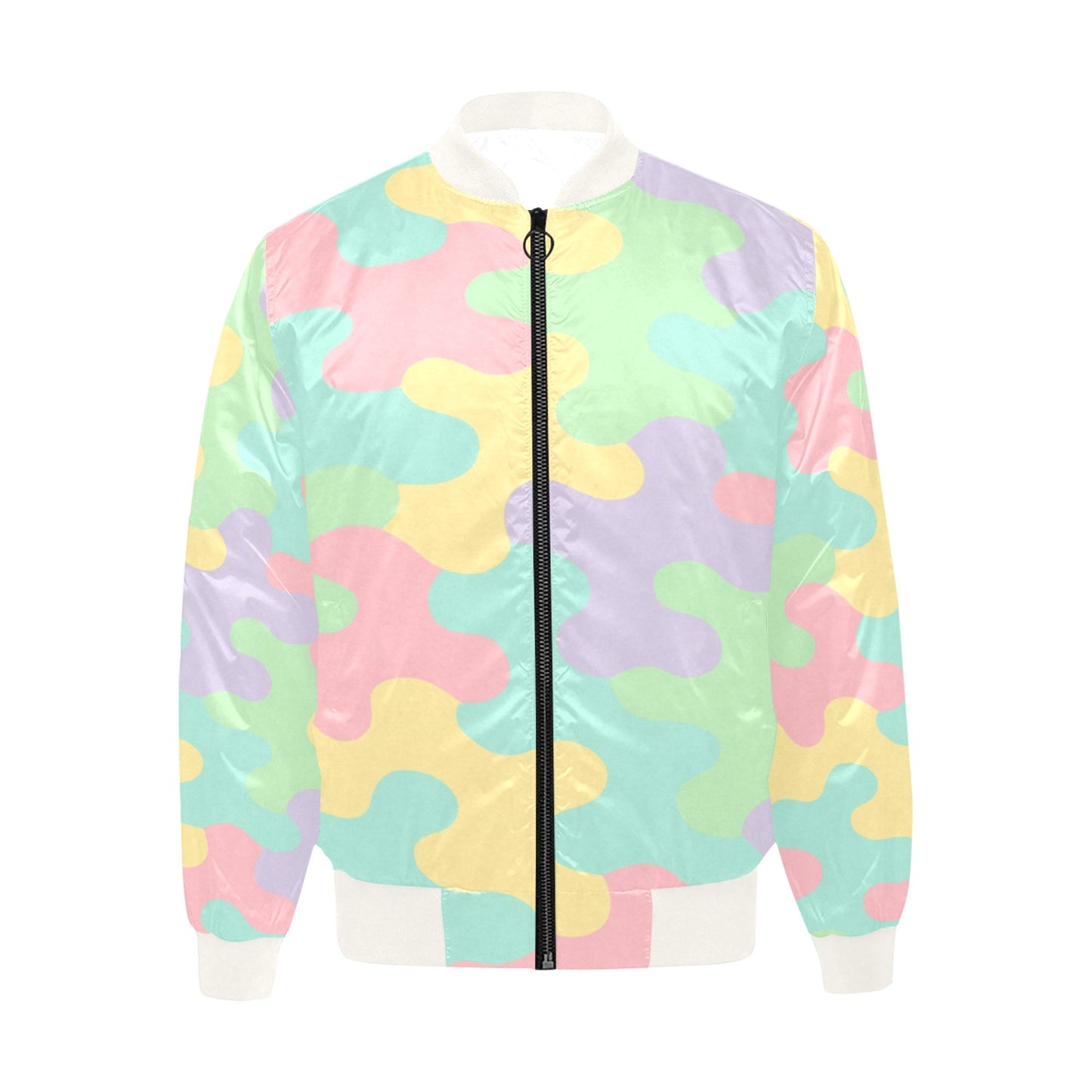 Harajuku Pastel Rainbow Camo Bomber Jacket