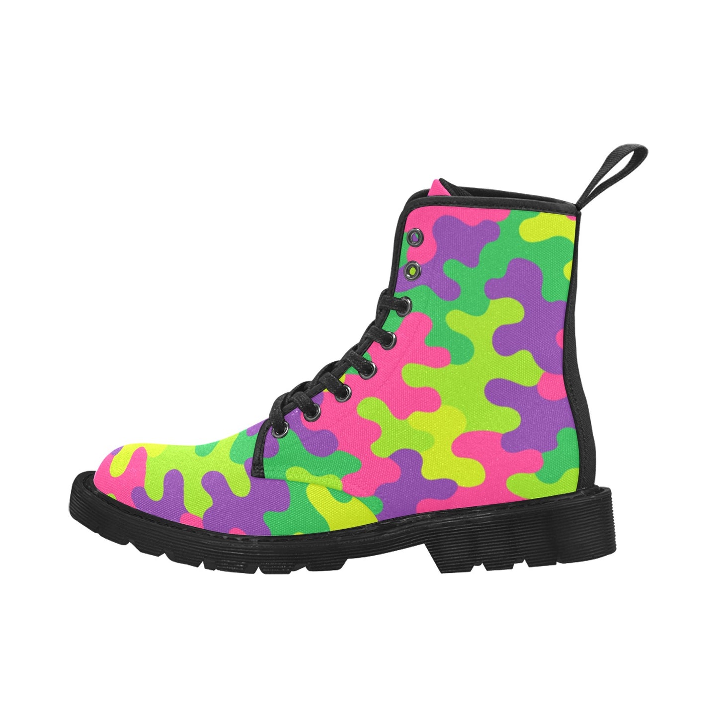 Men's Harajuku Rainbow Camo Lace Up Canvas Boots