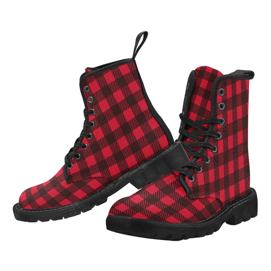Red/Black Plaid Lumberjack Canvas Boots
