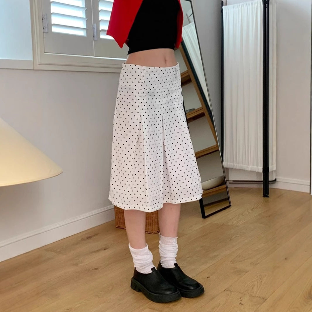 Playful Polka Dot A-Line Midi Skirt