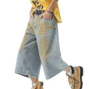 Vintage Seven Quarter Denim Loose Straight Shorts