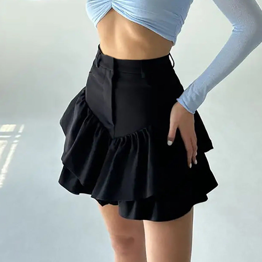 Harajuku Style A-Line Skirt - Versatile Black Short Skirt