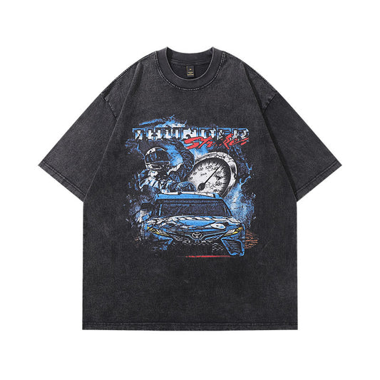 Water-Washed Vintage Slim Neck Short Sleeve T-Shirt