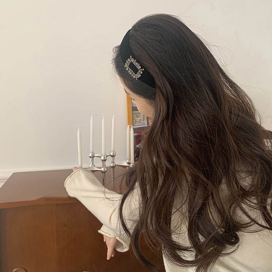 Vintage Silk Velvet Headband with Sparkling Diamonds