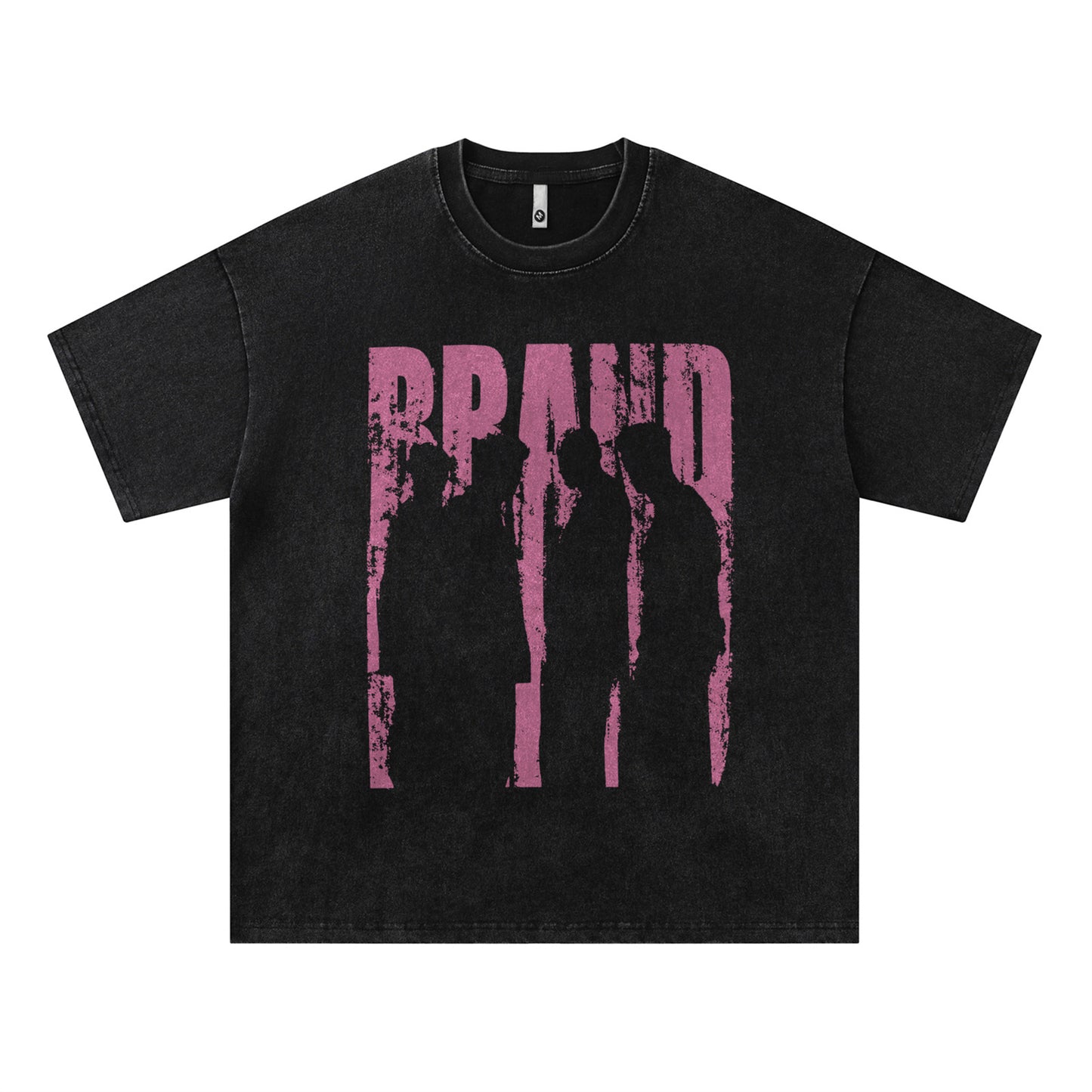 Harajuku Style Washed Portrait Print T-Shirt for Couples