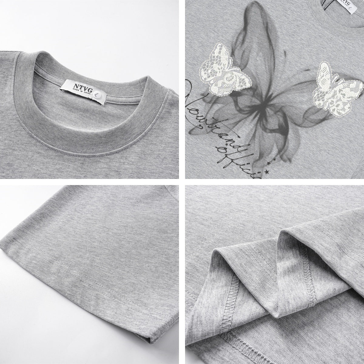 Harajuku Style Lace Butterfly Short Sleeve T-Shirt