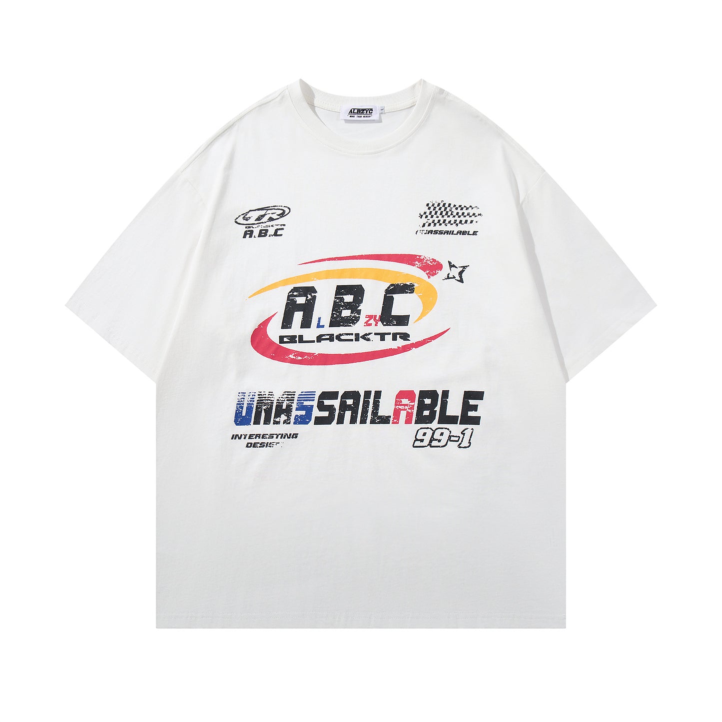 Harajuku Street Letter Print Motorcycle T-Shirt for Men