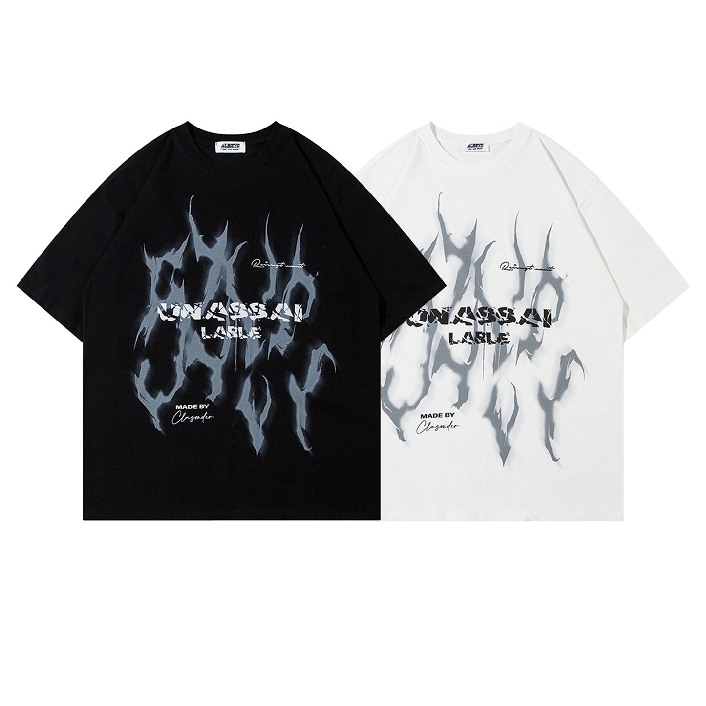 Harajuku Style Flame Letter Print Oversized T-Shirt