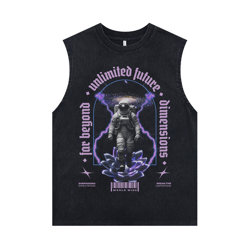 Harajuku Style Vintage Retro Print Sleeveless T-Shirt