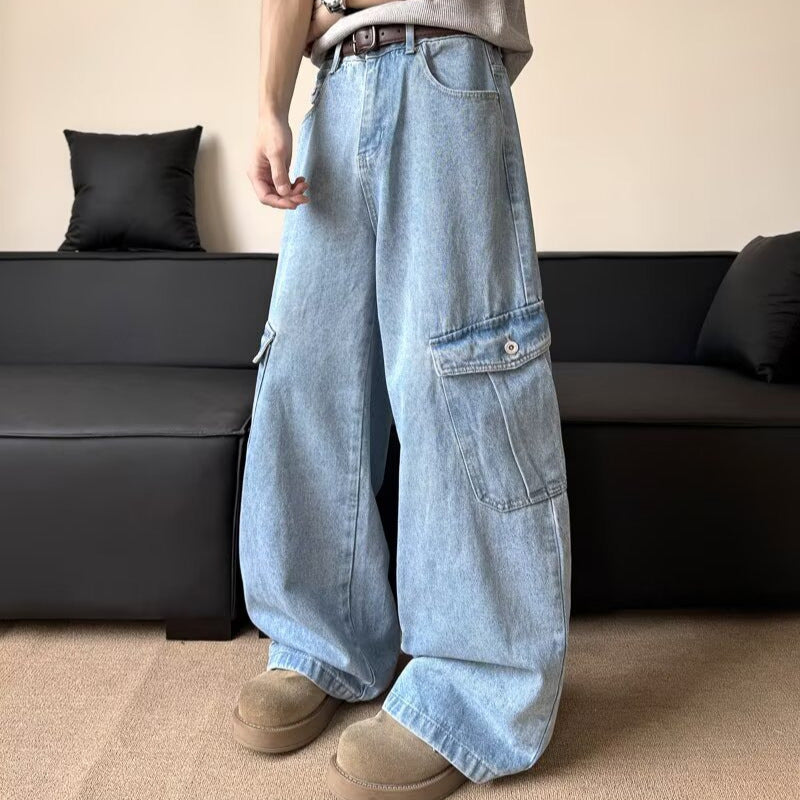 Large Pocket Workwear Denim Casual Pants
