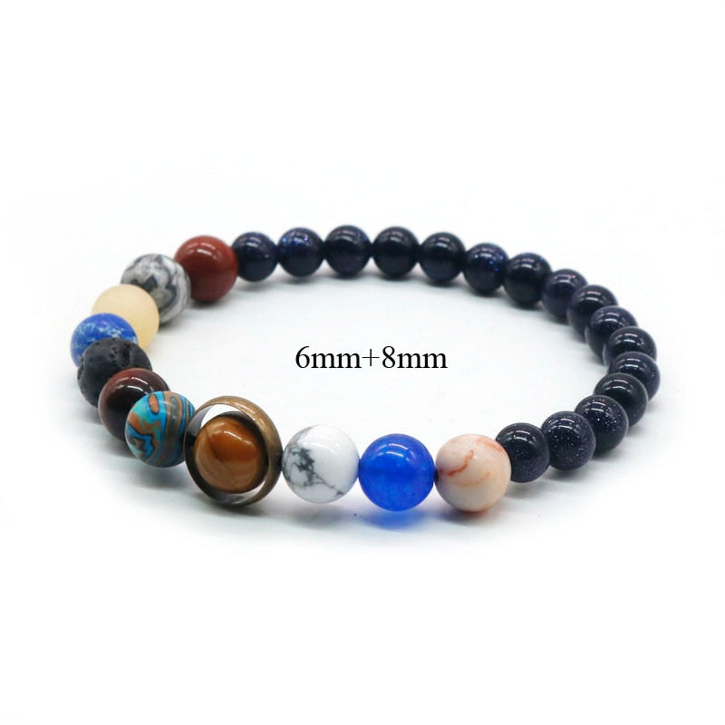 Universe Solar System Natural Stone Bracelet