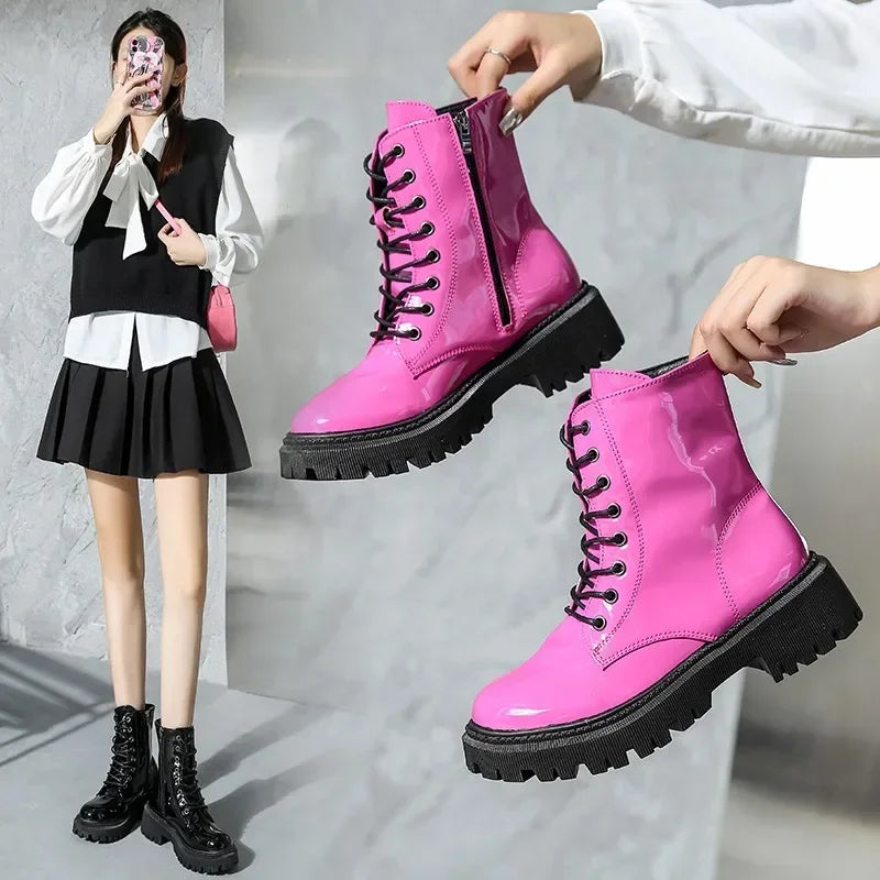 Harajuku Style Colorful Ankle Boots - Gothic Platform Punk