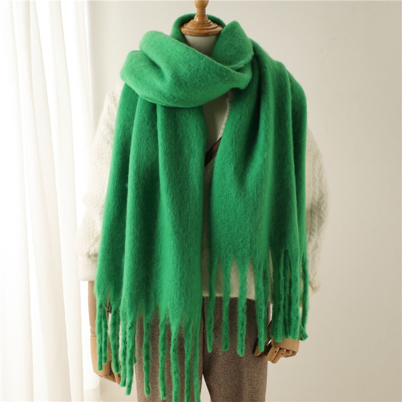 Versatile Mohair Scarf with Tassels for Harajuku Style