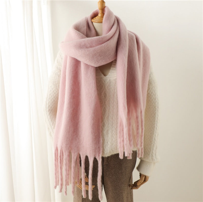 Versatile Mohair Scarf with Tassels for Harajuku Style