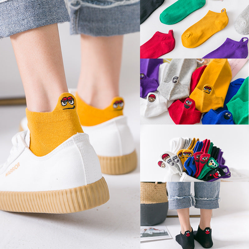 Playful Candy Color Ankle Socks for Women