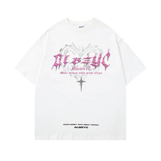 Harajuku Graffiti Heart Print T-Shirt for Men