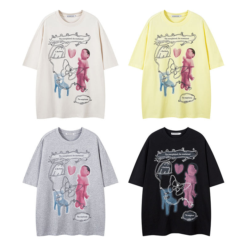 Playful Harajuku-Style Printed Unisex T-Shirt