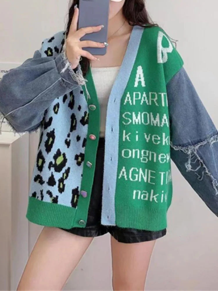 Temperament Leopard Jacquard Cardigan