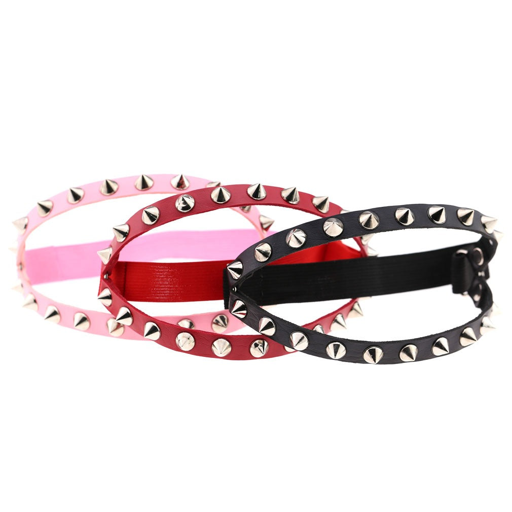 Punk Hip Hop Double Row Rivet Garter with Thigh Ring
