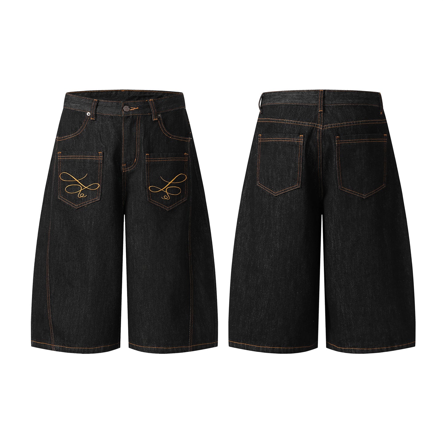 Street Original Denim Embroidered Curved Knife Pants