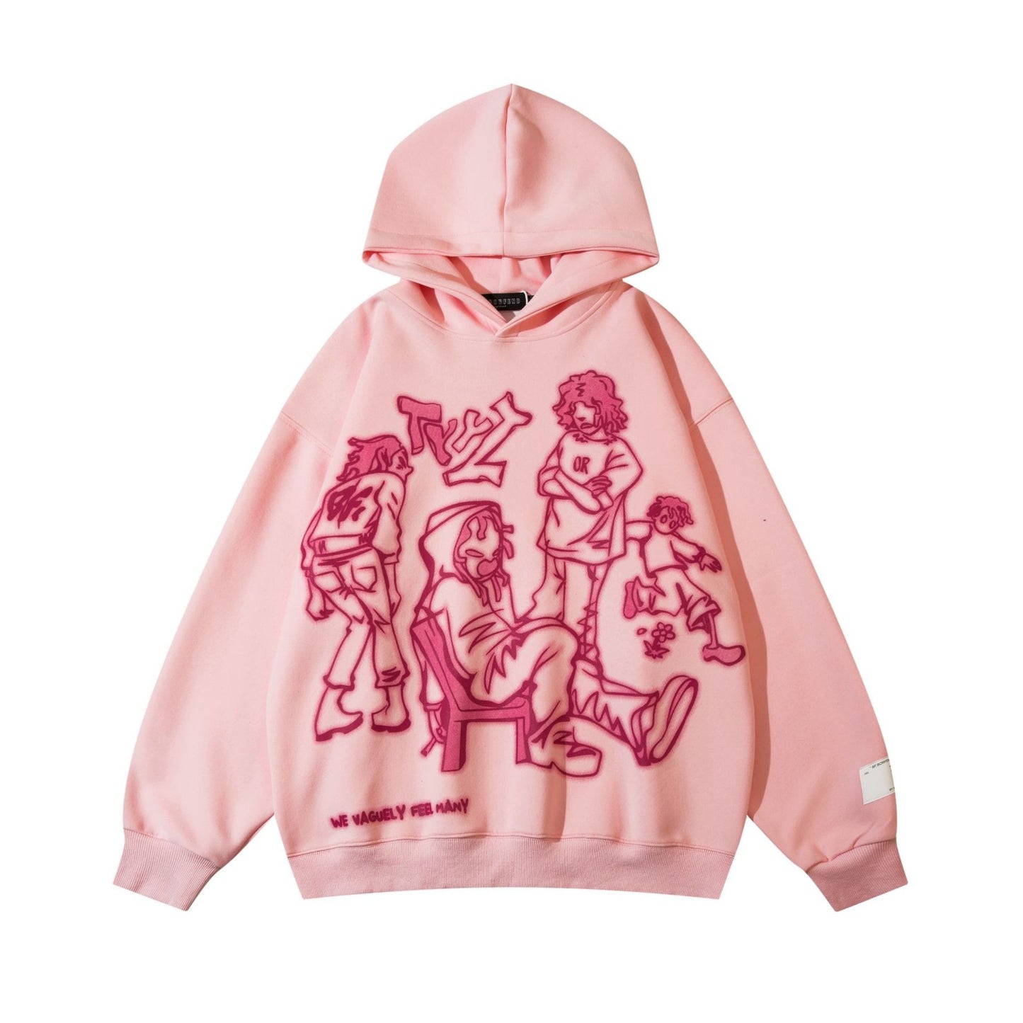 Harajuku Style Pink Graffiti Print Hoodie