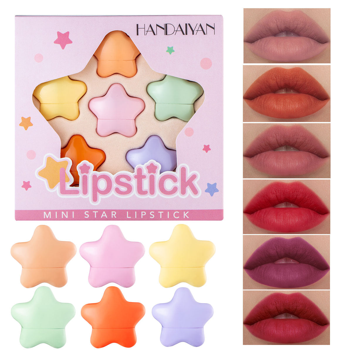Pentagram Mini Lipstick Set - 6 Bold Colors