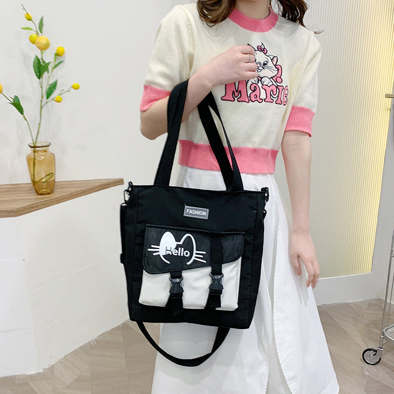 Harajuku Style Canvas Tote Bag for Students