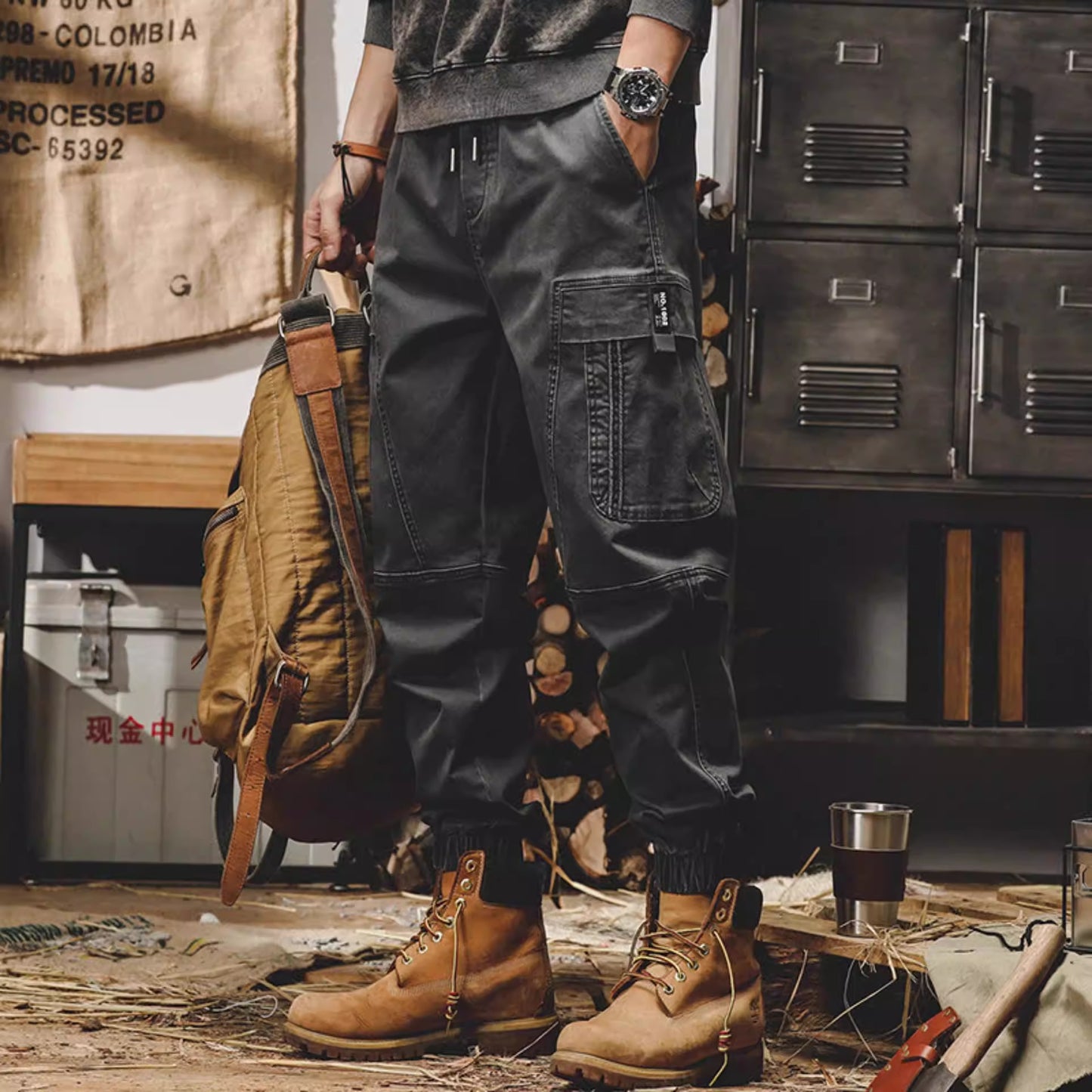 Harajuku Style Retro Heavyweight Work Pants for Men