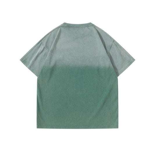 Harajuku Style Wash Printed Gradient Shirt