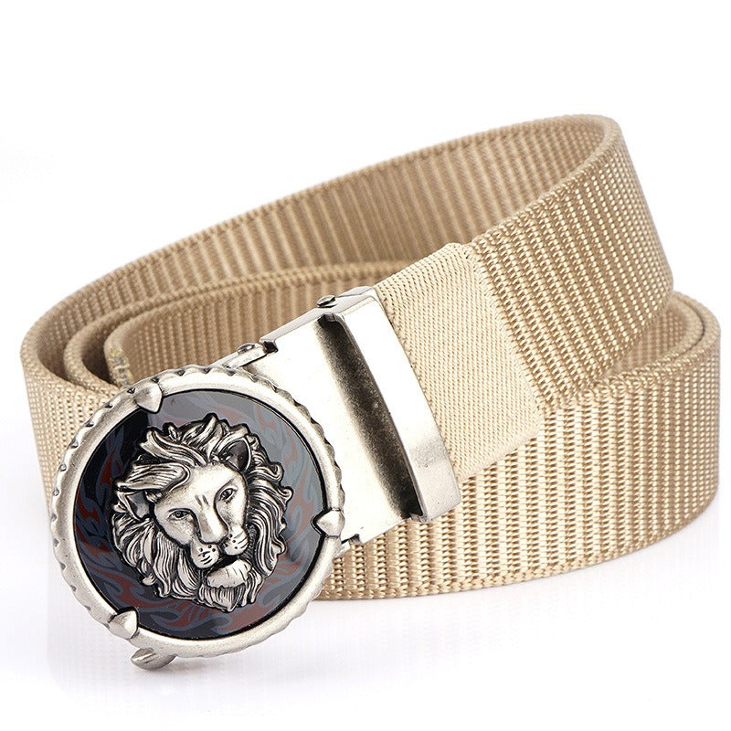 Playful Tank Patterned Nylon Waist Belt with Alloy Automatic Buckle