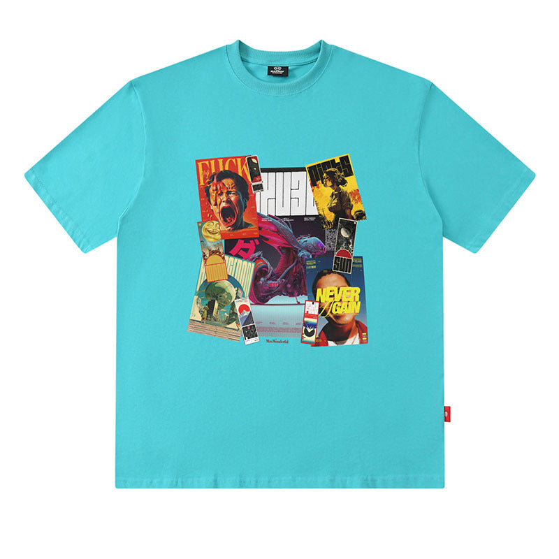 Flame Print Oversize Cotton T-Shirt for Men
