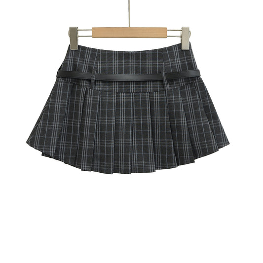 Plaid Pleated A-Line Skirt - Hip Hugging Street Fashion