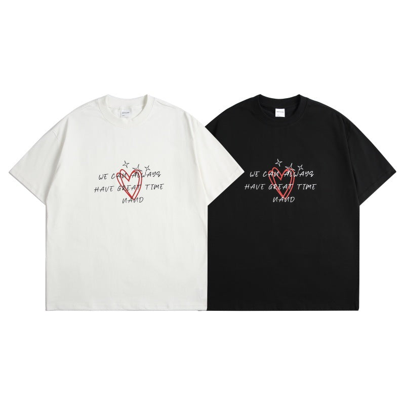 Harajuku Style Hand Drawn Printed Loose Fit Tee