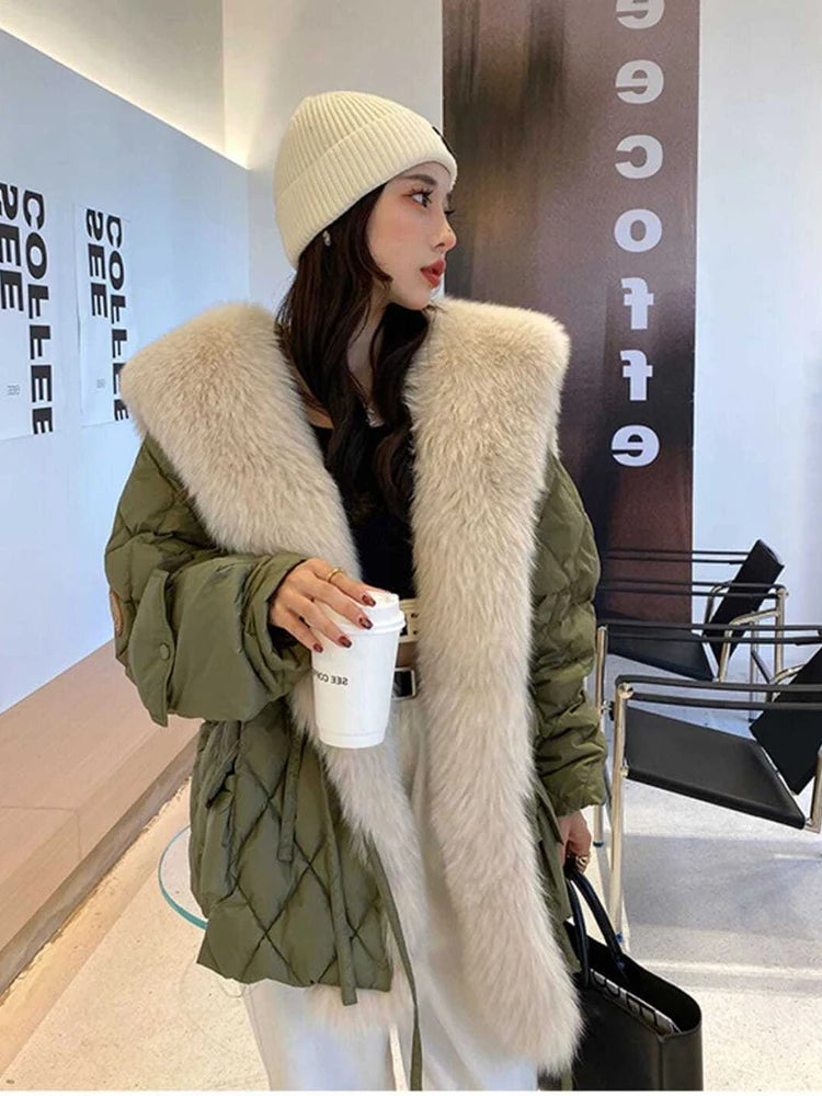 Oversized Fluffy Faux Fur Winter Duck Down Jacket