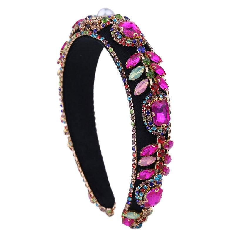 Colored Glass Diamond Flower Headband