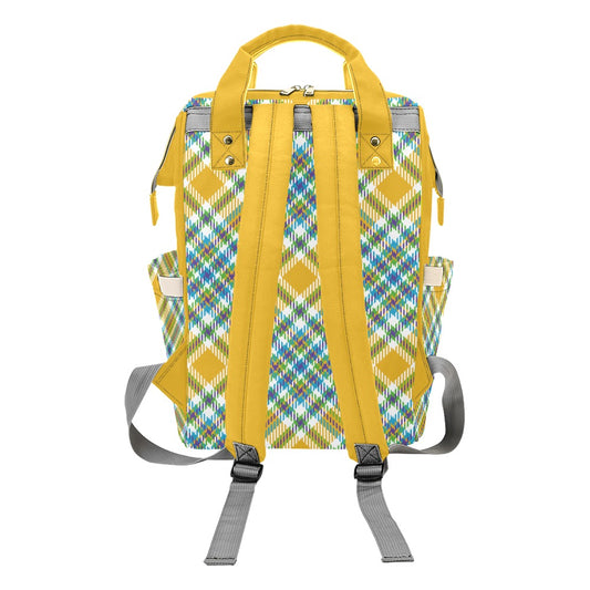 Yellow Plaid Multi-Function Backpack
