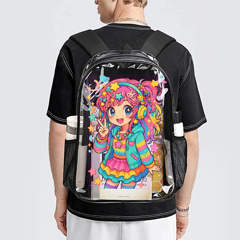Harajuku Kawaii Anime Girl Transparent Backpack 17 Inch
