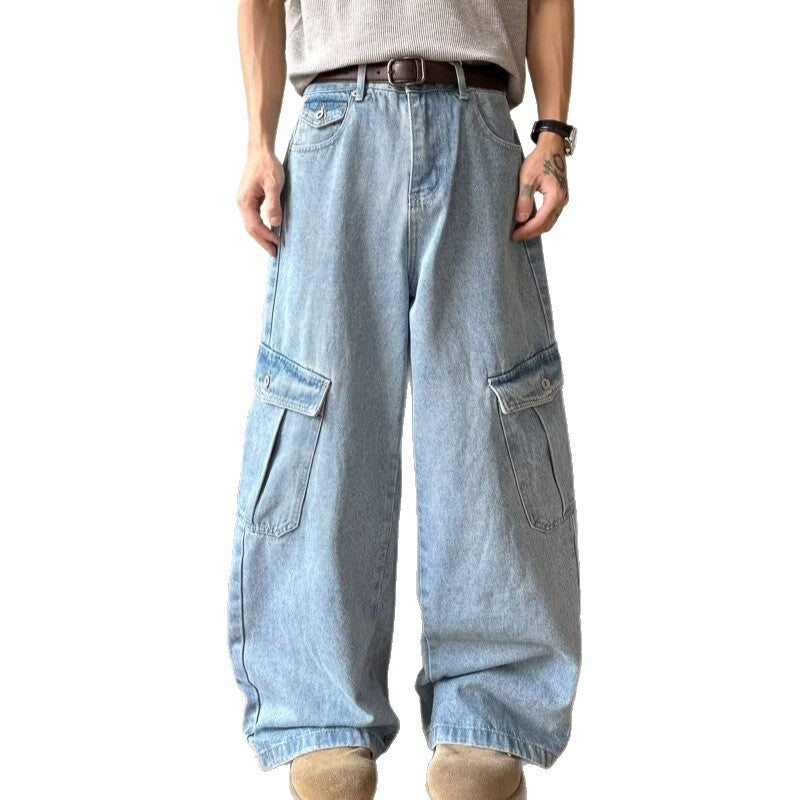 Large Pocket Workwear Denim Casual Pants