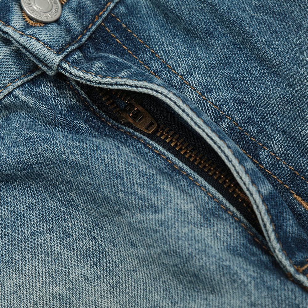 Color Block Denim Straight Leg Trousers for Men
