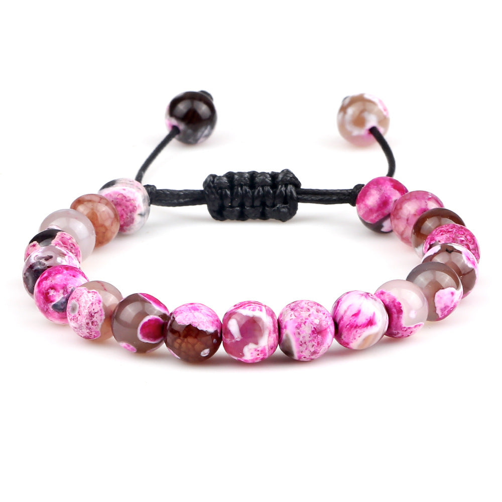 8mm Tiger Eye Stone Beads Bracelet - Adjustable & Braided