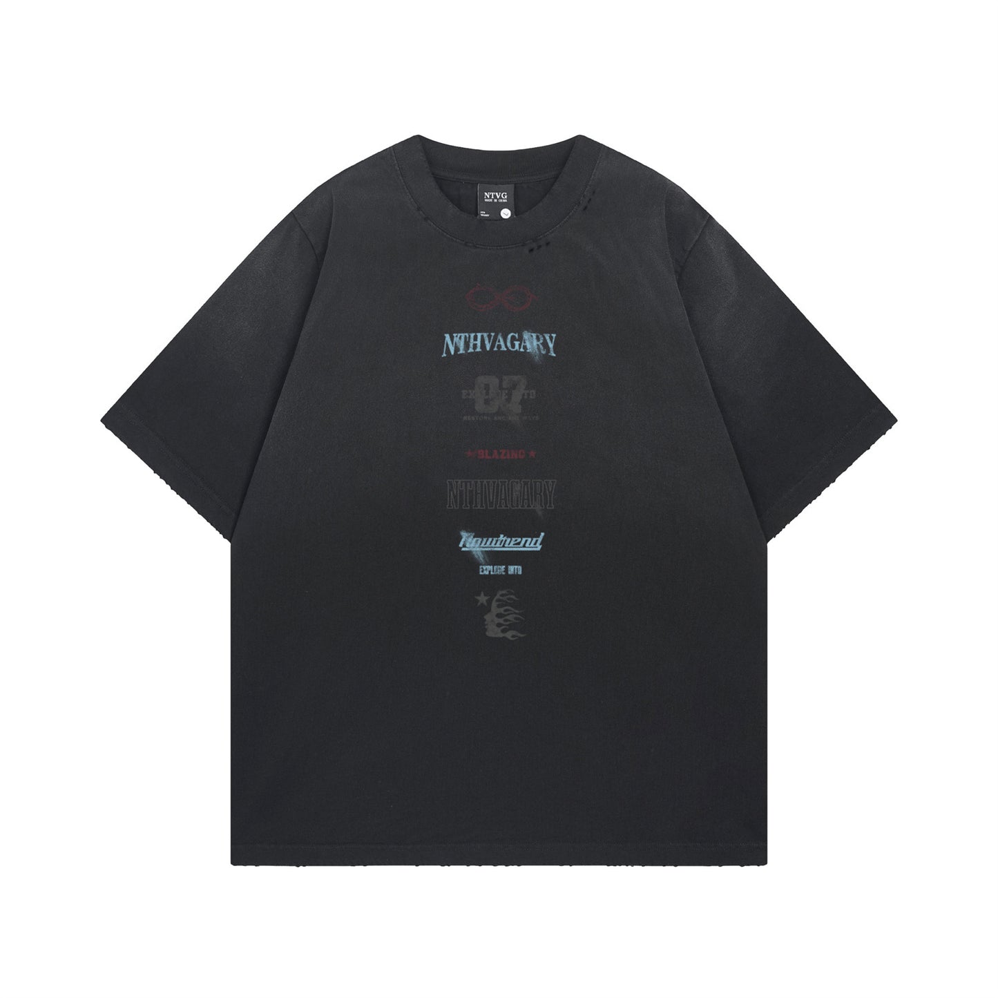 Harajuku-Inspired Half-Spray Letter Print Tee for Men