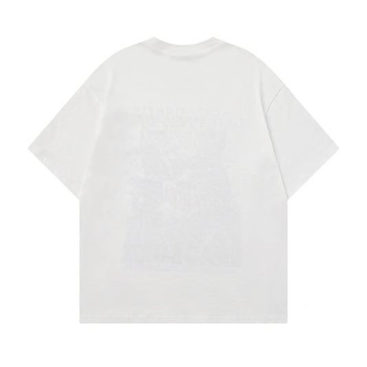 Boxing Cat Printed Short Sleeve Tee — Harajuku Style Floral Loose Fit