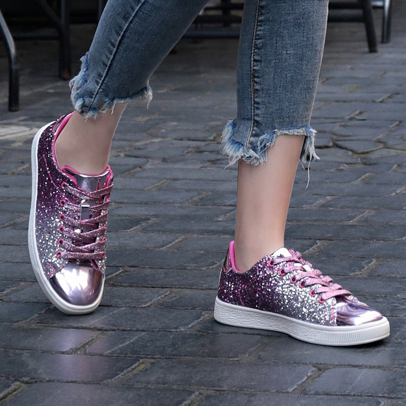 Spring Bling Green Sneakers for Women