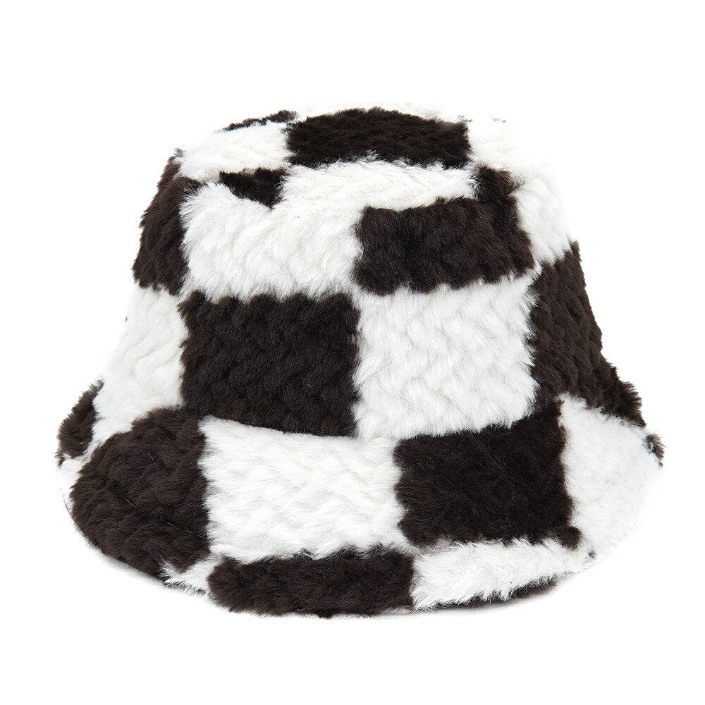 Camouflage Faux Fur Bucket Hat - Warm & Stylish Fisherman Hat