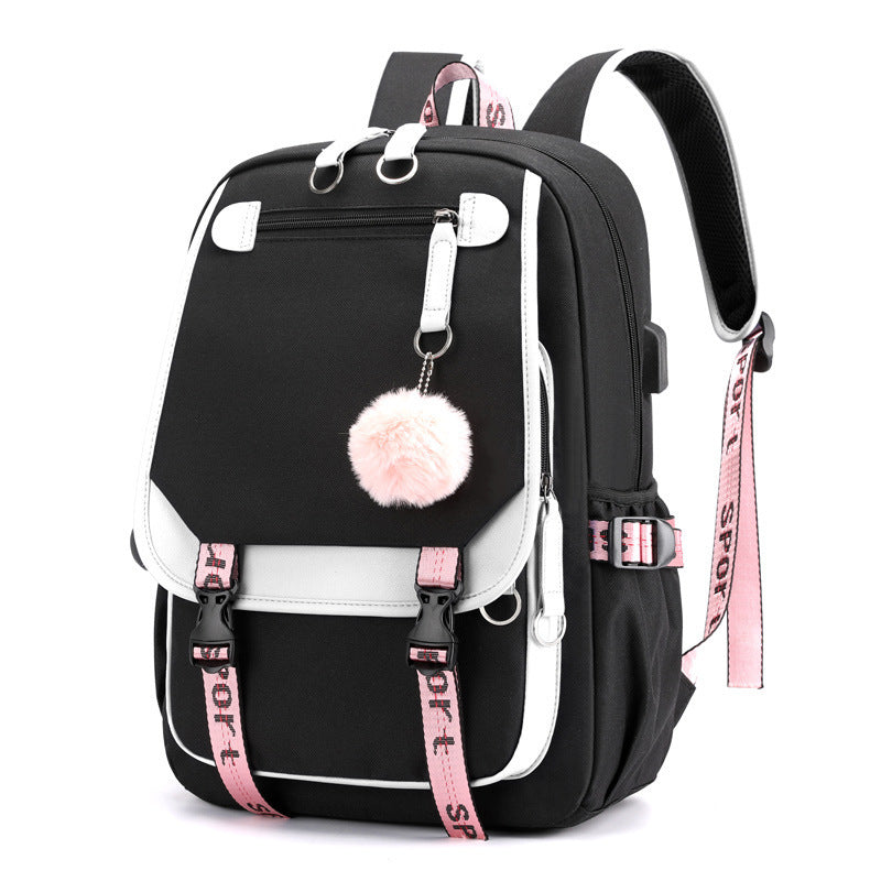 Cartoon Heat Transfer Backpack - Large Capacity USB Schoolbag