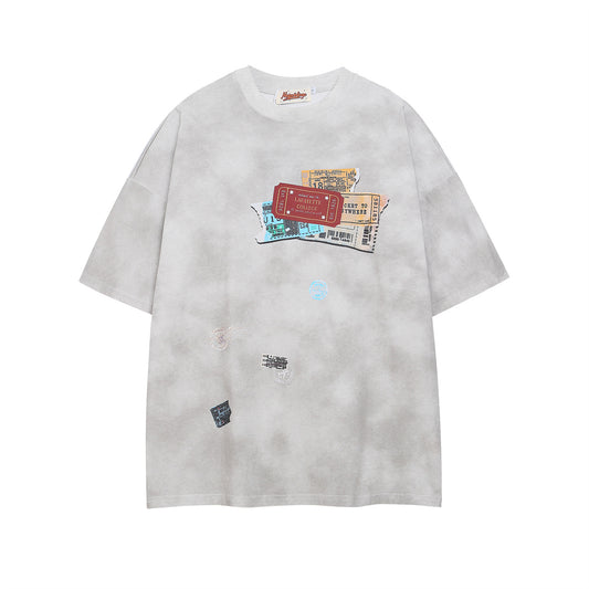 Harajuku Style Round Neck Short Sleeved T-Shirt