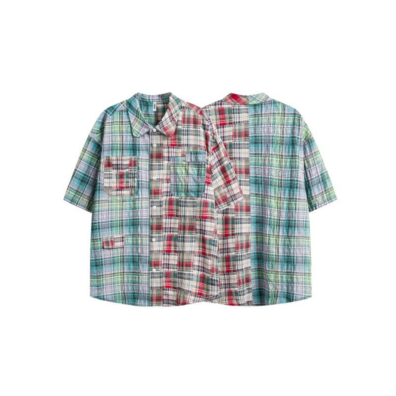 Harajuku Plaid Shirt - Unisex Loose Fit Short Sleeve
