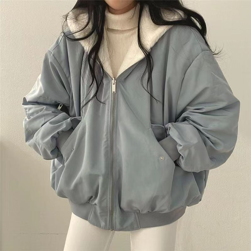 Lamb Wool Cotton Blend Velvet Sweatshirt for Women
