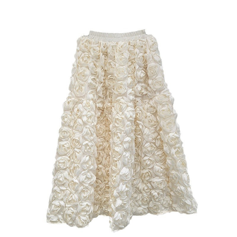 French Flower A-Line Skirt - Harajuku Inspired Fashion